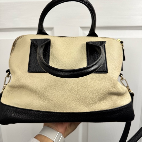 Kate Spade Leather Color-Block Satchel Bag - Black & Cream - Picture 5 of 12